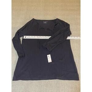 Talbots Blue Jersey Knit Top - Size XS - Post Pool Pizza Pullover